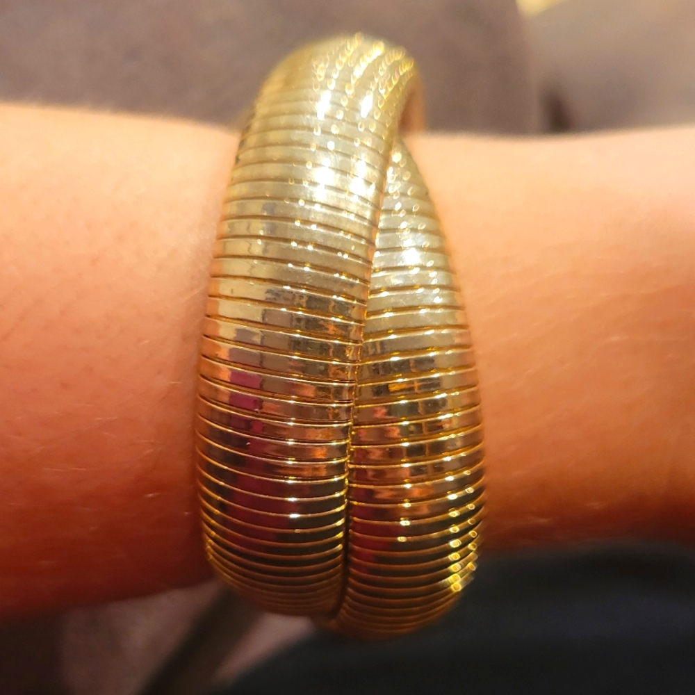 Gold Plated Large Double Cobra Bracelet